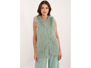 Gilet court en fausse fourrure - pistache