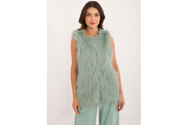 Gilet court en fausse fourrure - pistache