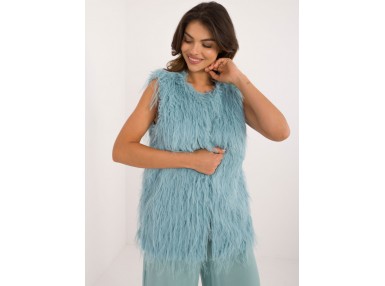 Gilet long en fausse fourrure - menthe