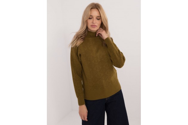 Pull en cotton à col roulé - olive