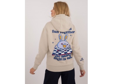 Sweat femme sans capuche - beige