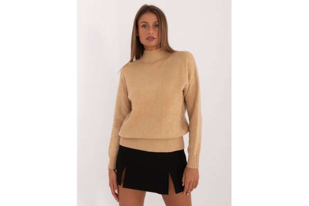 Pull en cotton à col roulé - camel