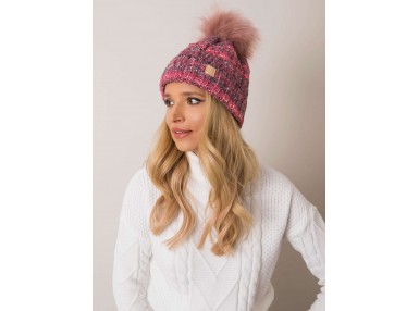 Bonnet avec pompon - rose