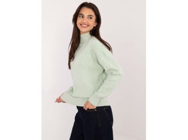 Pull en cotton à col roulé - menthe