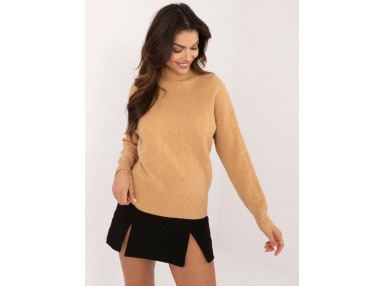 Pull en cotton à col roulé - camel