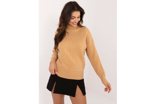 Pull en cotton à col roulé - camel
