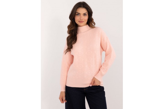 Pull en cotton à col roulé - pêche