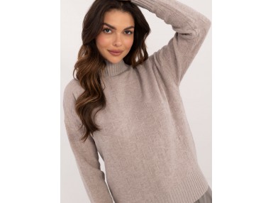 Pull en cotton à col roulé - beige