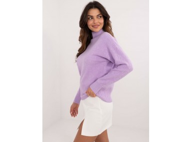 Pull en cotton à col roulé - violet clair