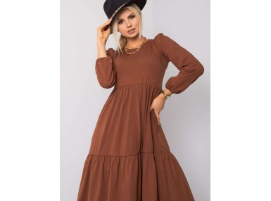 Robe longue en coton - marron