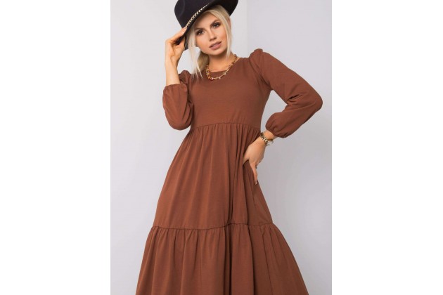 Robe longue en coton - marron