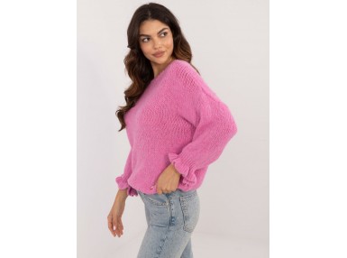 Pull classique en maille à col ras de cou - rose clair