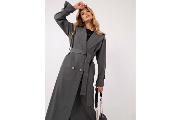 Manteau long en laine - gris