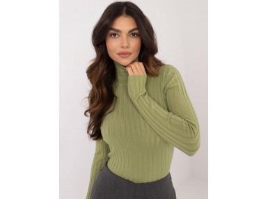 Pull col roulé en maille - clair vert