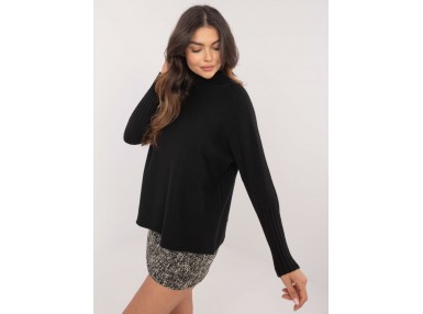 Pull col roulé en maille douce - noir
