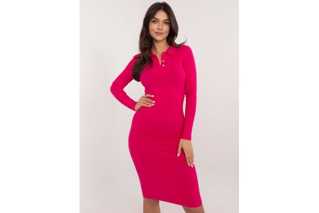 Robe en maille avec col polo - fuchsia