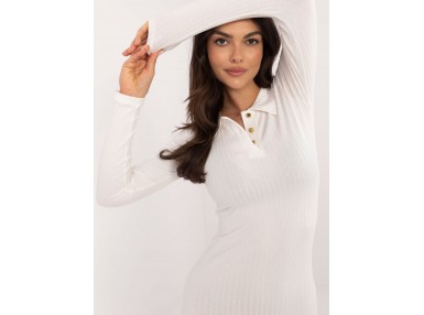 Robe en maille  avec col polo - écru