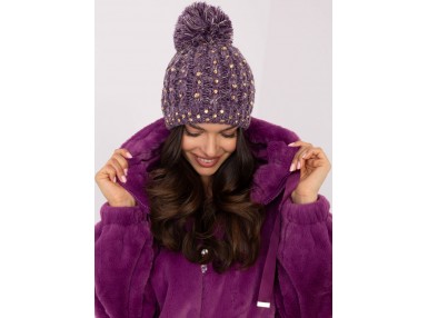 Bonnet avec pompon - violet