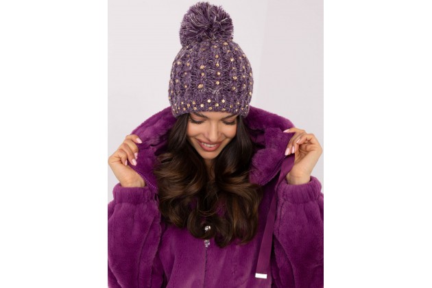 Bonnet avec pompon - violet