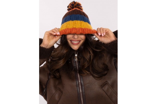 Bonnet à rayures - orange