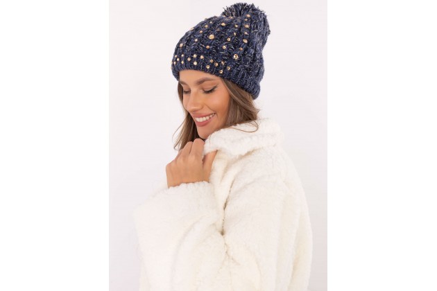 Bonnet avec pompon - marine
