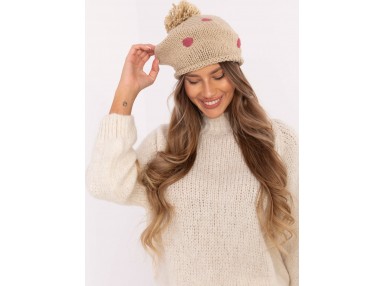 Bonnet avec pompon - beige
