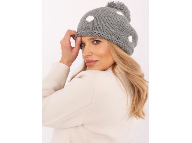 Bonnet avec pompon - gris