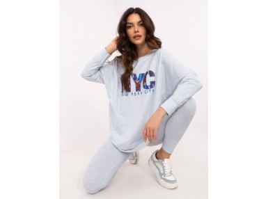 Sweat femme sans capuche - bleu clair
