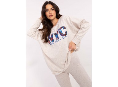 Sweat femme sans capuche - beige