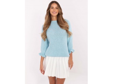Pull classique en maille à col ras de cou - bleu