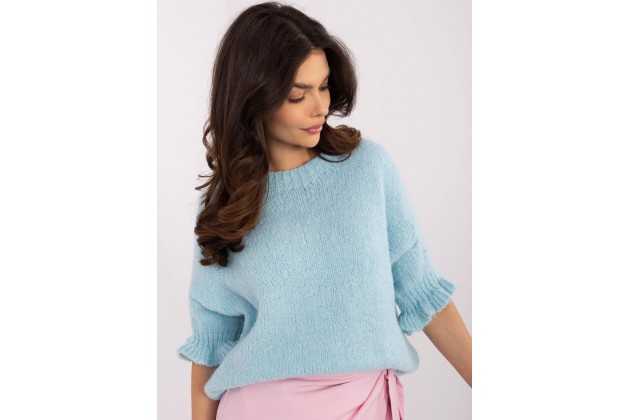 Pull en maille à manches 3/4 - bleu