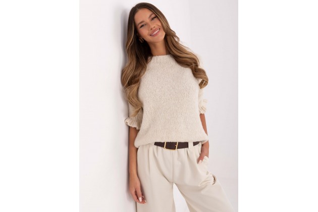 Pull en maille à manches 3/4 - beige