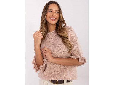 Pull en maille à manches 3/4 - rose clair